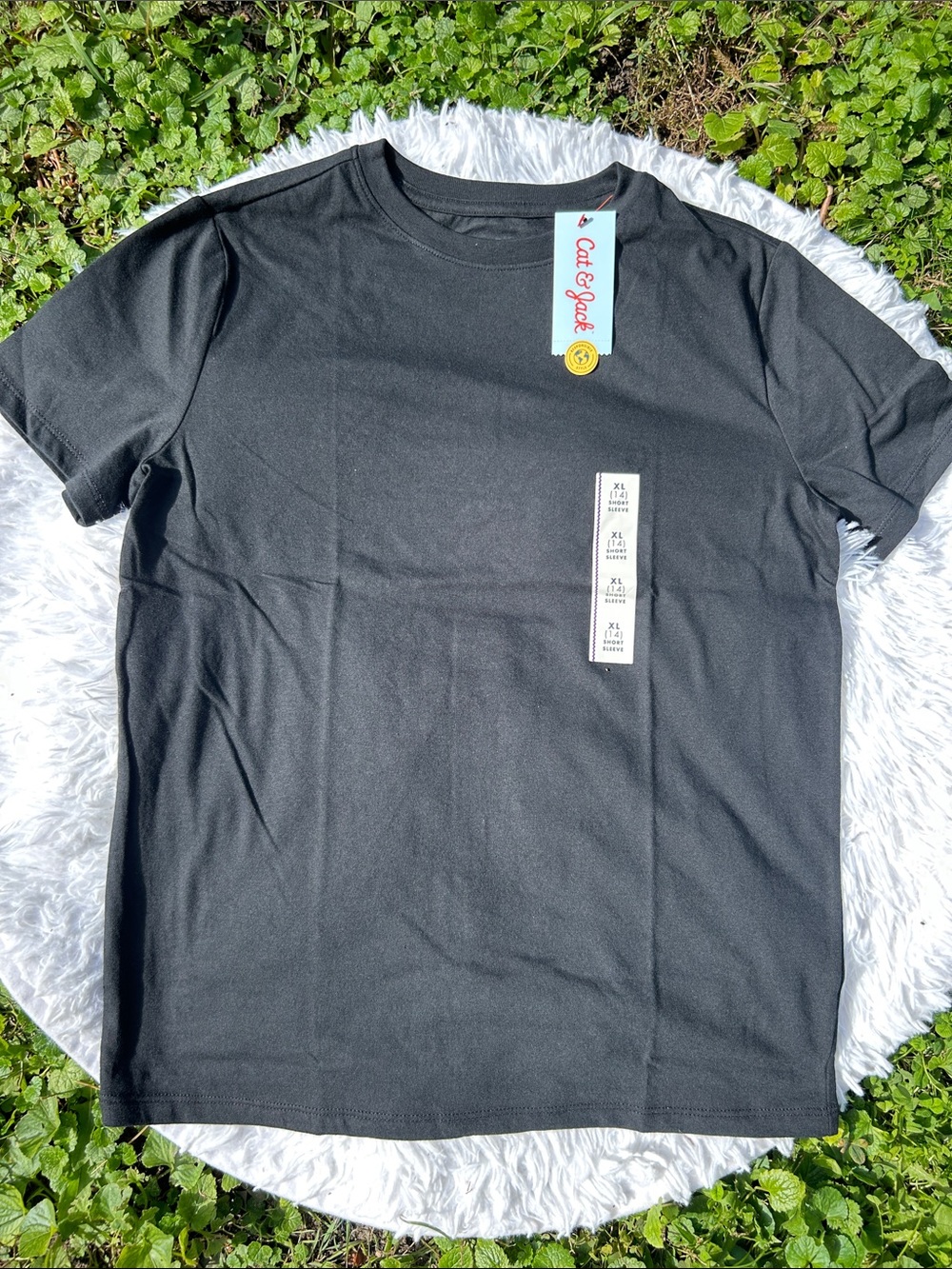 🩶5/$30 Cat & Jack Target Boys' Short Sleeve Crew Neck Black T-Shirt Size XL NEW